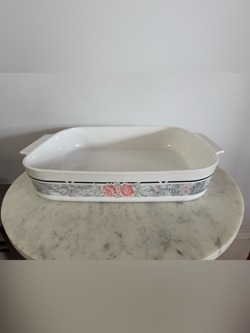 Pyrex Corning ware SILK N ROSES* 12 1/4" LASAGNA Casserole BAKING PAN* A-21-B-N*